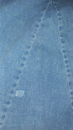 Pollera De Jean Corta Irregular Nueva 2da Selección Celeste Liso L