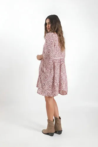 Vestido De Seda Hindú Corto Amplio Mangas Oxford Mod. 14