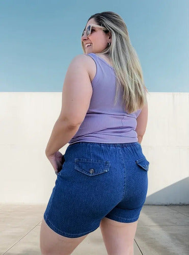 Short De Jean Camisero Denim M A Xxxl Talle Grande