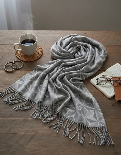 Pashmina Chalina Ruana Lanilla Rombos Importada