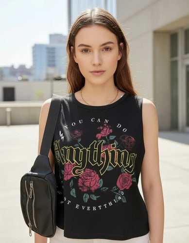 Remera Musculosa Anything Negro Unico