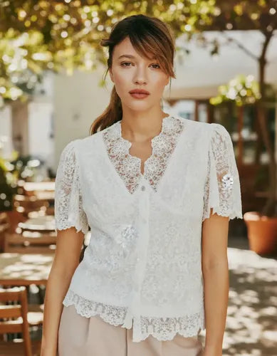 Blusa Camisa Encaje Importada