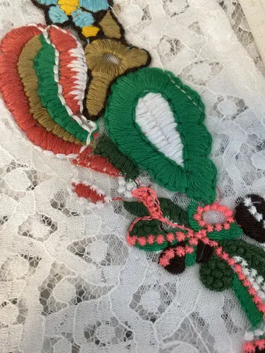 Vestido India Bordado Boho  Blanco Encaje Único