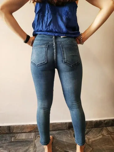Jean Denim Chupín Importado Azul Liso 26