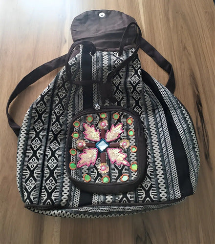 Mochila Bordada Estilo Folk Lentejuelas