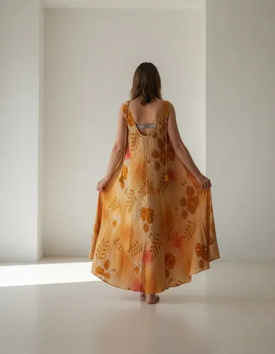 Vestido Solero Seda Hindu  Modelo Amplio