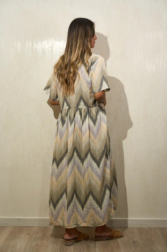 Vestido Largo De Seda Hindú Modelo Amplio Mod. 04 Multicolor Estampado Único