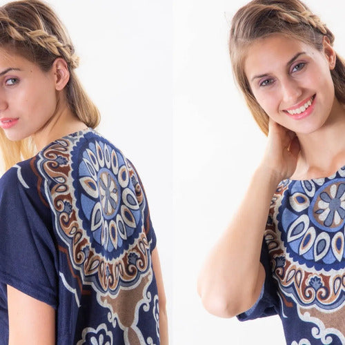 Remera Blusa Importada Estampada Lanilla Mandalas