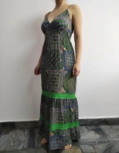 Vestido Solero Largo Sirena Importado Estampado Boho  India