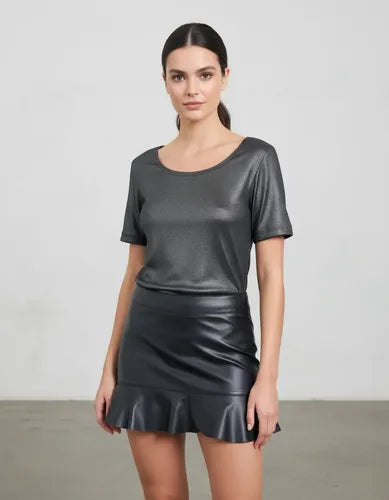 Blusa Remera Manga Corta Morley Metalizado
