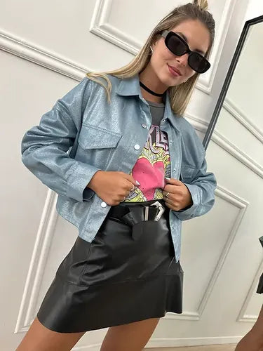 Chaqueta Campera Noche Fiesta Jean Metalizado