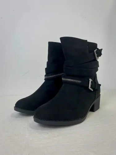 Botas Botinetas De Gamuza Negro 37 Ar