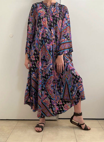 Vestido Mangas Oxford Importado Seda Hindú