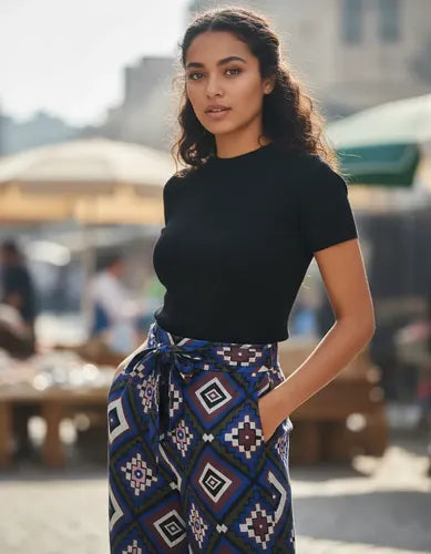 Pantalón De Lanilla Estampado Azul Estampado L
