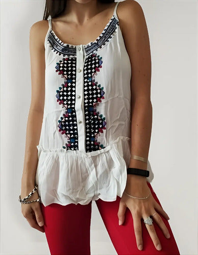 Musculosa Blusa Importada Bordada