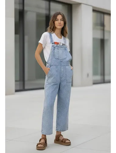 Jardinero Enterito Denim Jean Nevado Celeste Jean Nevado M