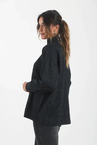 Buzo  Oversize Con Frisa Único Negro Lurex