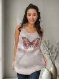 Musculosa  Importada Mariposa Blanco Rayas M