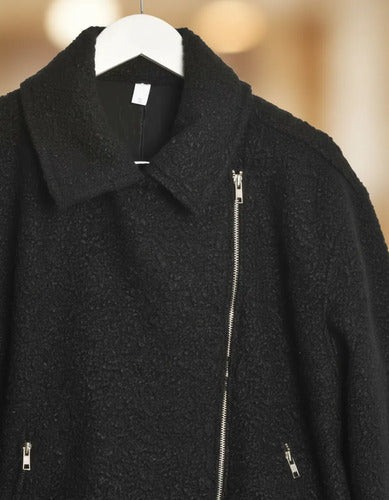 Campera Abrigada Biker De Corderito Bouclé