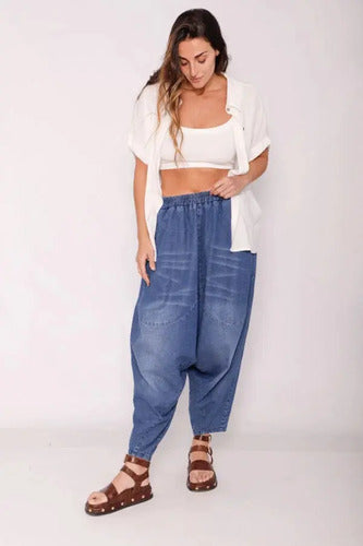 Pantalón Babucha Jean Thai Talle Especial 2da Selección Azul Liso M