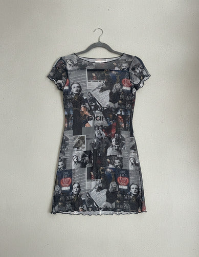 Vestido Al Cuero Microtul Taylor Swift Multicolor Estampado M