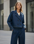 Campera De Jean Oversize Corta Azul Único Liso