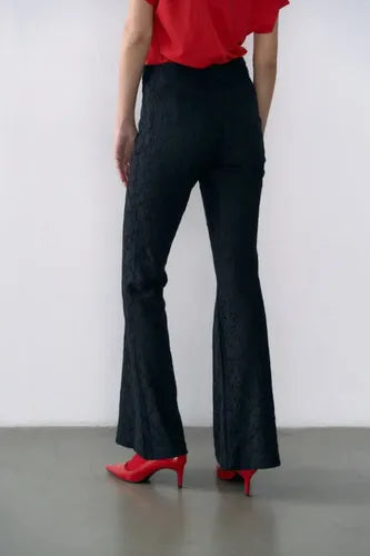 Pantalón Oxford Noche Fiesta Encaje Forrado Negro Encaje L