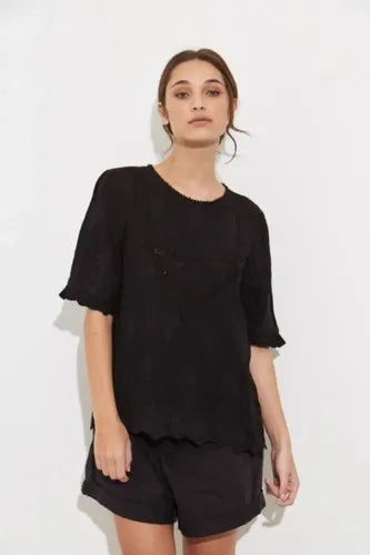 Camisa Blusa Importada Estilo Boho Bordada Negro L