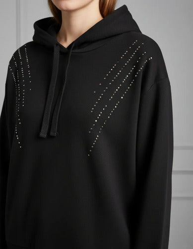 Buzo Oversize Básico Negro Con Brillos 40 Negro Lisa