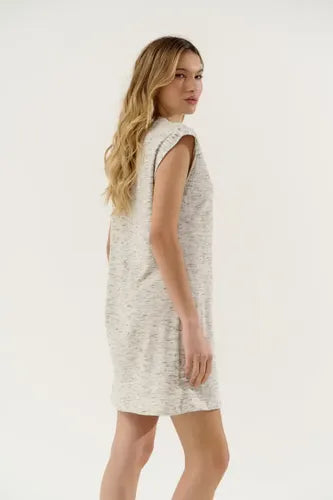 Vestido De Jersey Jaspeado Sin Mangas Con Escote Redondo Gris Claro Lisa Único