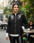Campera Liviana Bordada Importada Grande Oversize  Negro M Liso
