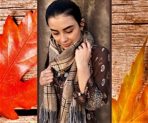 Pashmina Chalina Bufanda Importada Colores Multicolor Cuadros