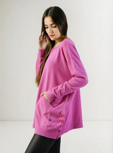Sweater Bremer Amplio Oversize Hasta Xxl Importado Fucsia Liso Único