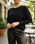 Sweater Con Strass Cod. 77 Negro Liso Único
