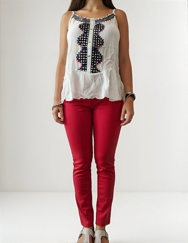 Musculosa Blusa Importada Bordada