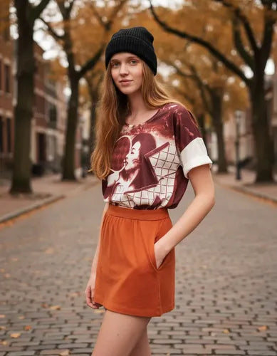 Mini Pollera Invierno Naranja Naranja Oscuro Liso M