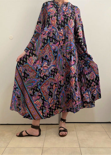 Vestido Mangas Oxford Importado Seda Hindú