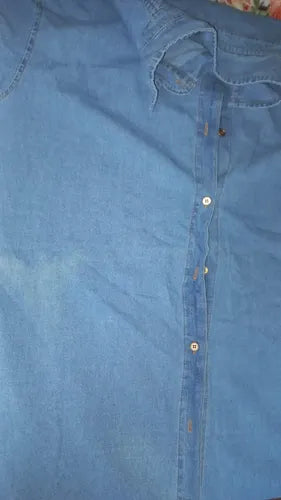 Camisa De Jean Larga Denim Nueva De 2da Selección Celeste Lisa L