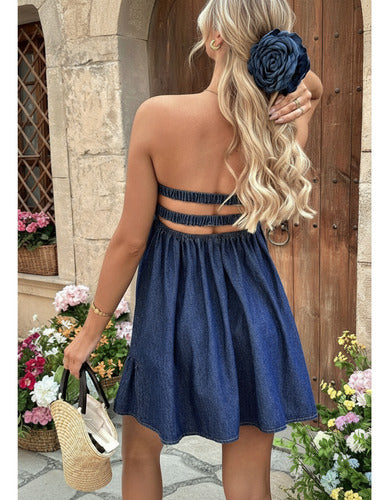 Vestido Solero De Jean Modelo Amplio Apto Embarazo Azul Liso Xl