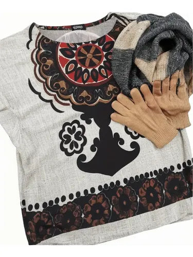 Remera Blusa Importada Estampada Lanilla Mandalas