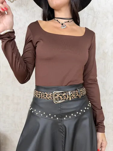 Mini Pollera Evasé Eco Cuero Negro Lisa 40