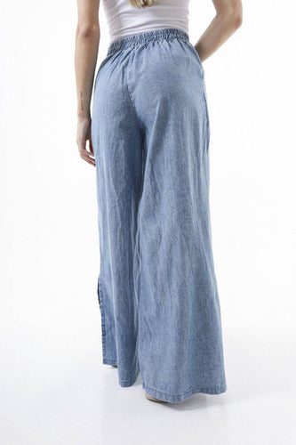 Pantalón Jean Amplio Palazzo Denim Nuevo 2da Selección Celeste Liso M