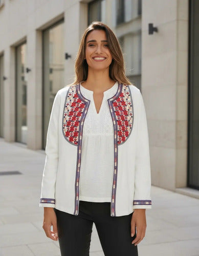 Saco Chaqueta Bordada Gamuzada