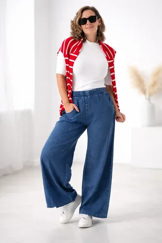 Pantalón Jean Palazzo Tajo Denim Talle Grande S A 3xl
