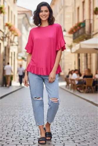 Remera Modal  Amplia Talle Grande Rojo Liso Único Lisa