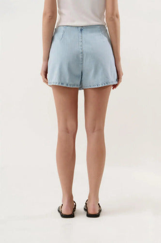 Short Pollera Skort De Jean Denim Celeste Liso Xl