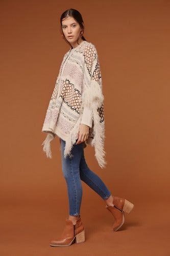 Ponchos Ruanas Sweaters Tejidos  Amplios  Rosa Tejido L