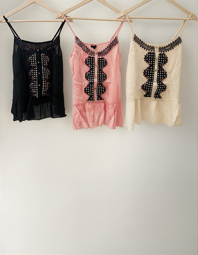 Musculosa Blusa Importada Bordada