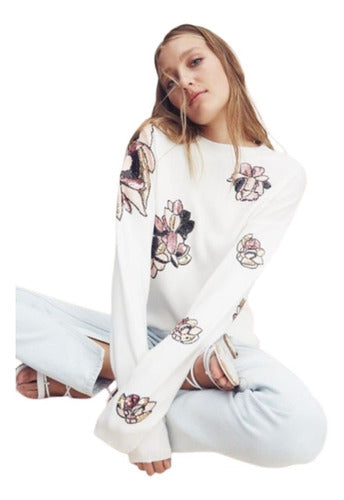 Sweater Bordado Importado Lentejuelas Paillettes Cod. 365