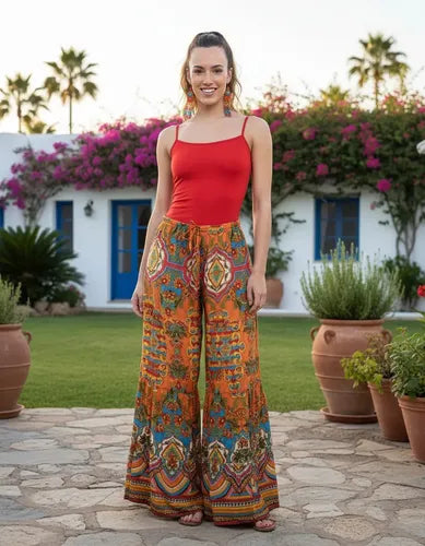 Pantalón Palazzo Estampado Importado Ancho